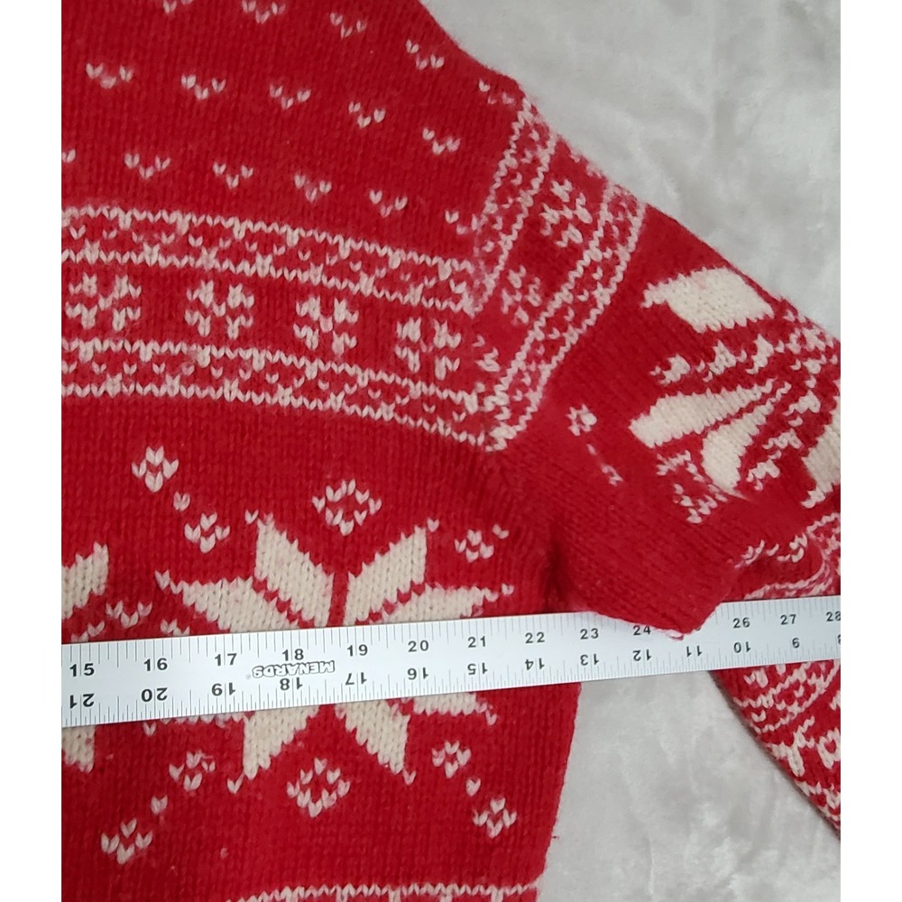 Vintage Sonoma Knit Sweater Womens L Red Wool Blend Snowflakes Fair Isle Nordic - Picture 6 of 7